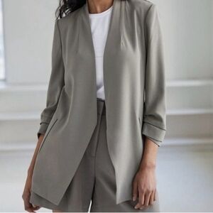 ARITZIA BABATON Power Hip Blazer Stone Taupe Grey 10